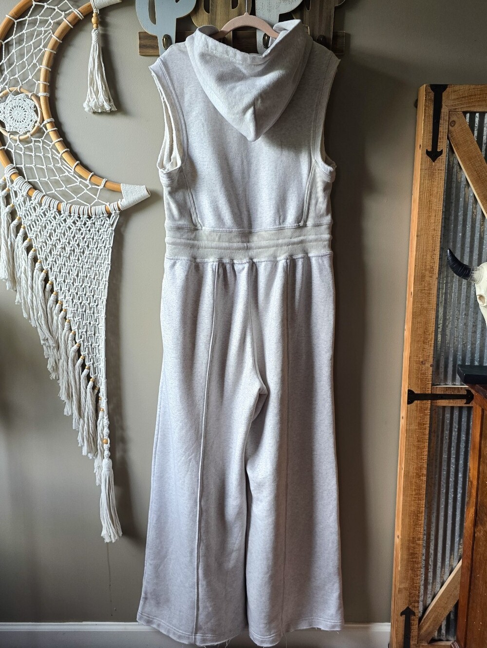 Free People Movement Making It Hooded Wide Leg Jumpsuit Heathered Grey - Picture 6 of 9